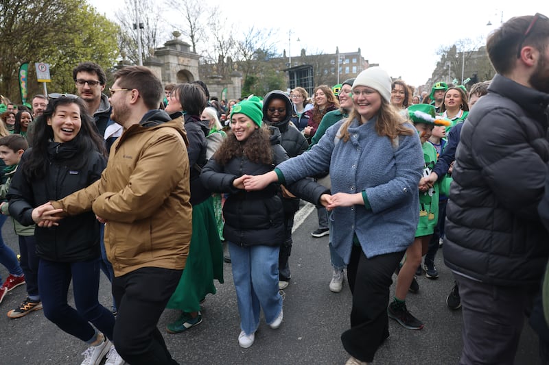 The Ceili Mór on Merrion Square  formed another pillar of the St Patrick’s festival in Dublin 
Photograph Dara Mac Dónaill / The Irish Times