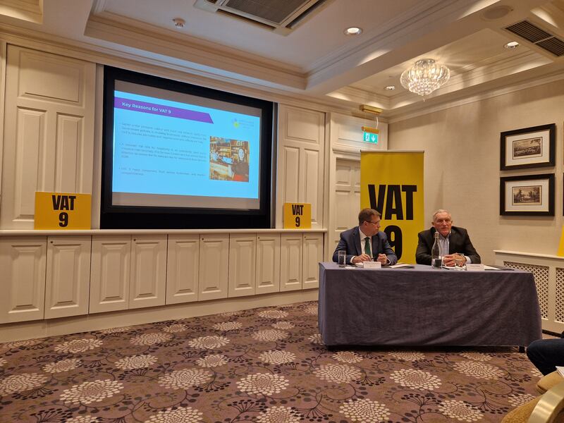 Restaurants Association of Ireland chief executive Adrian Cummins and economist Anthony Foley at the launch of the report.
