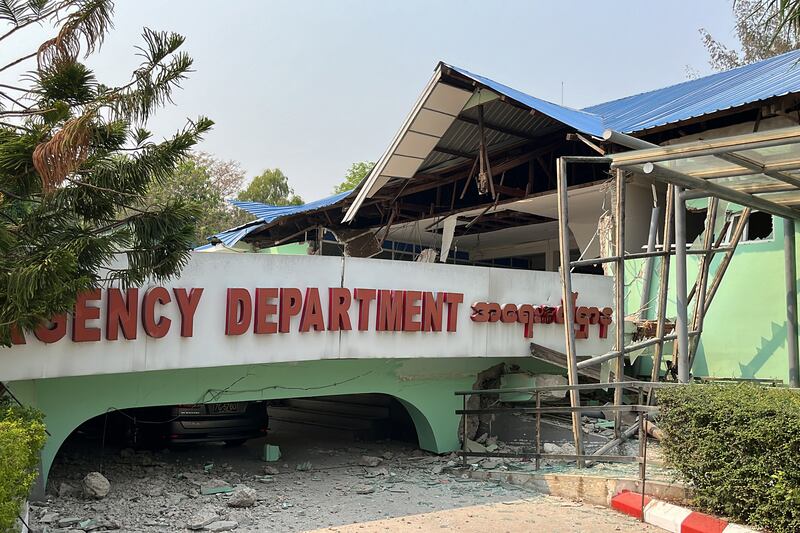 Myanmar and Thailand earthquake: Damage to part of the emergency department of a hospital in Naypyidaw. Photograph: Sebastien Berger/AFP