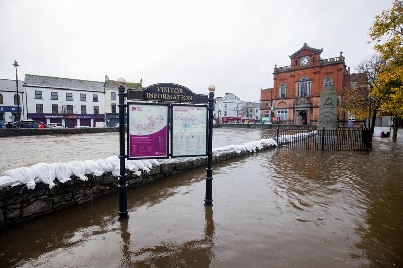 Flood on Bank Parade in Newry, Co Down. Photograph: Liam McBurney/PA