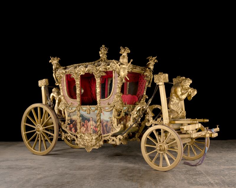 A reproduction of the coronation carriage from Netflix's The Crown