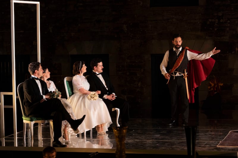 A Midsummer Night’s Dream: Amy Ní Fhearraigh, Gregory Feldmann, Peter O’Reilly, Sarah Richmond and Dominic Veilleux. Photograph: Frances Marshall