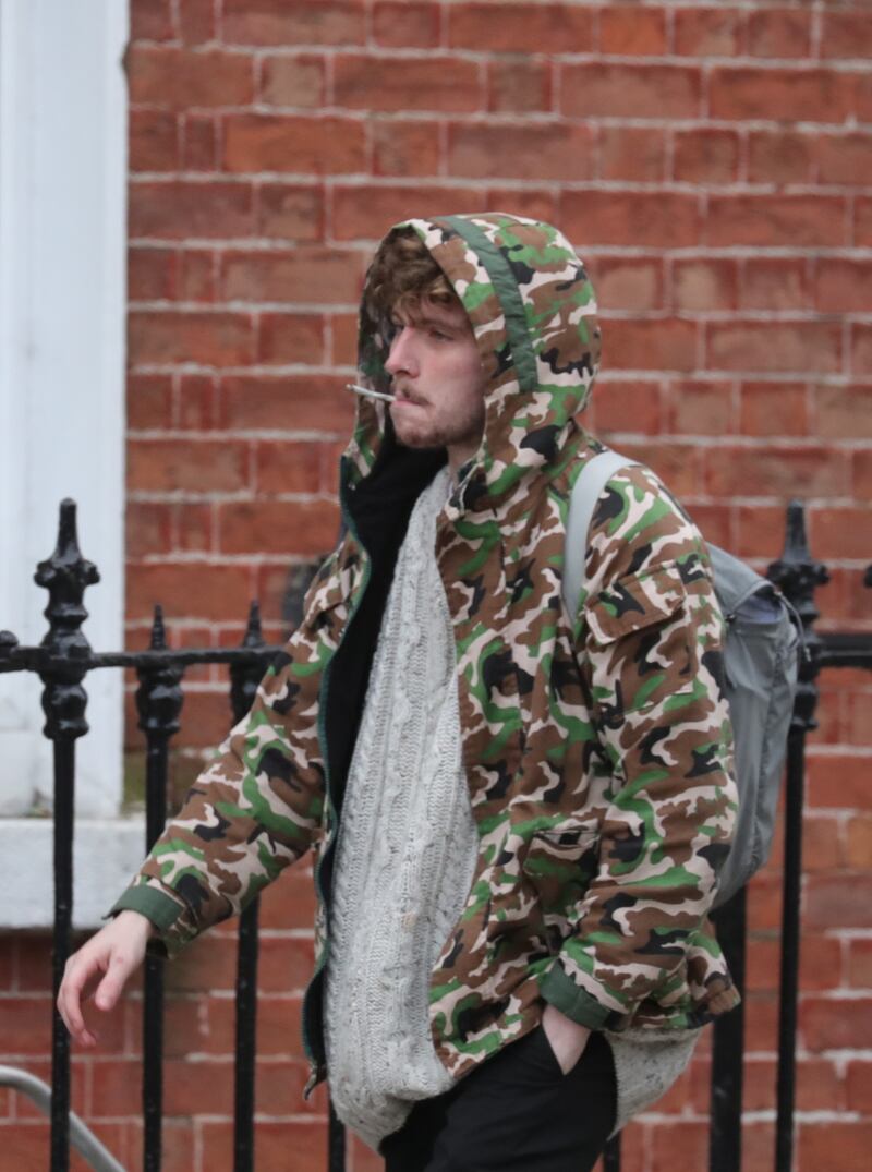 Reeves Fox of Park Villas, Longford pictured leaving Dublin District Court this afternoon after he appeared there on breach of the peace and possession of knives charges in relation to last night's riots in Dublin city centre.. Picture Colin Keegan Collins, Dublin.