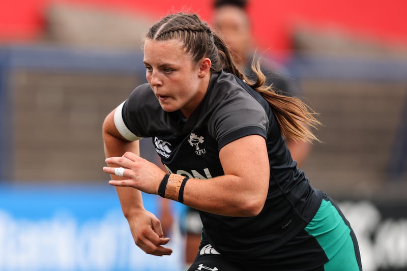 Ireland's Brittany Hogan during the warm-up match with Scotland. Photograph: INPHO/ Ben Brady