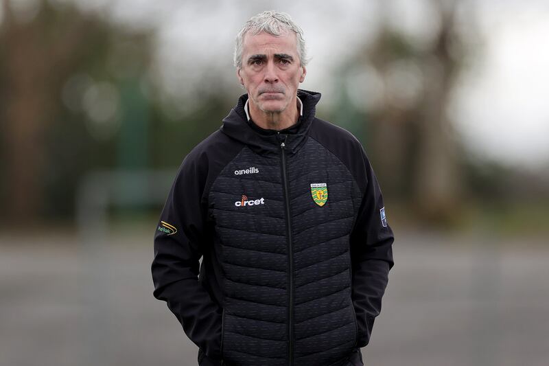 Donegal manager Jim McGuinness queried the rule on goalkeepers being penalised for not kicking the ball out within 20 seconds. Photograph: Laszlo Geczo/Inpho