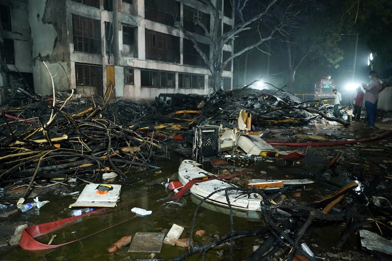 Debris at the crash site of Air India Ltd. Flight 171 in Ahmedabad, Gujarat, India. Photographer: Siddharaj Solanki/Bloomberg
