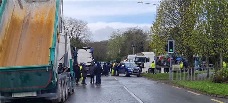 Protesters at the refinery at Whitegate in Co Cork. Photograph: Barry Roche