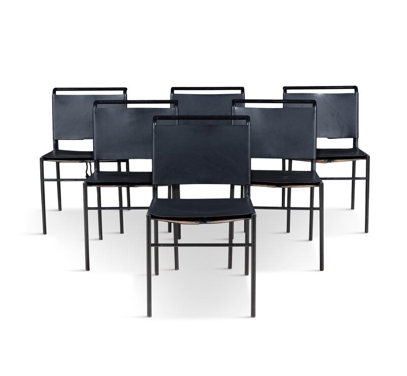 Six Eileen Gray Roquebrune chairs were unsold at Adam's Mid Century Modern auction.