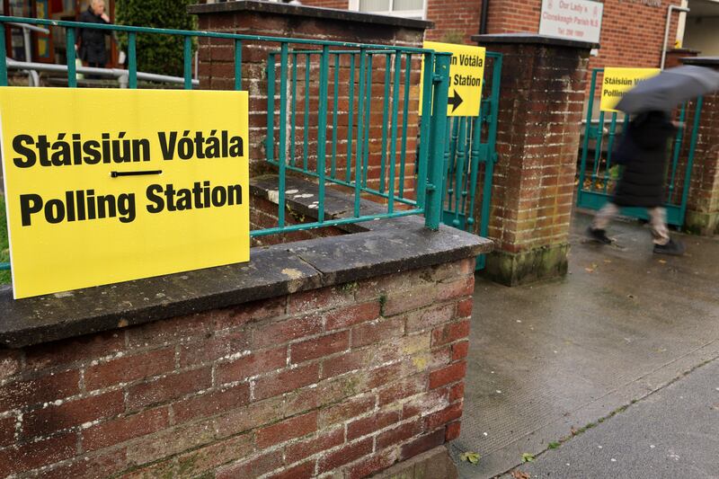 The public votes in the general election at Our Lady of Clonskeagh parish national school. Photograph: Chris Maddaloni/The Irish Times