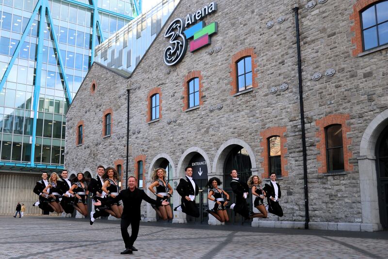Michael Flatley with the cast of the Lord of the Dance at the 3Arena in Dublin in September.