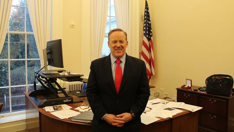 Donald Trump press secretary Sean Spicer in his office in the West Wing of the White House. “Ireland did very, very well because it was very, very competitive. I think the United States lost out in a lot of cases because it wasn’t competitive but competition is good,” he said.  Photograph: Simon Carswell