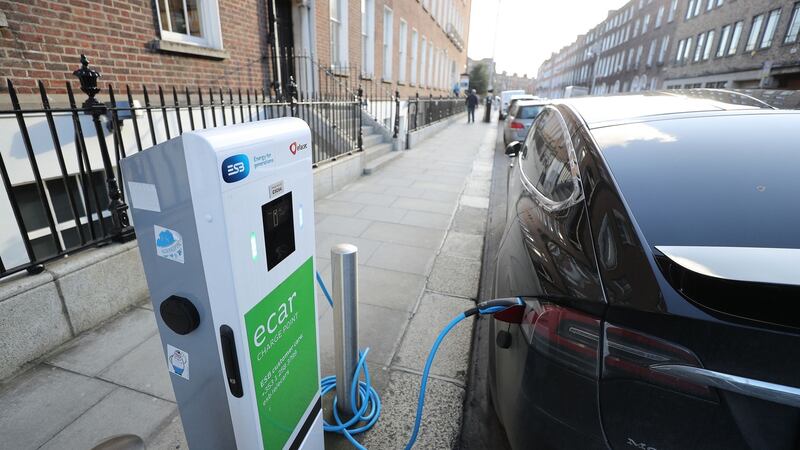 Electric vehicle charging point in Dublin city centre. Photograph Nick Bradshaw/The Irish Times