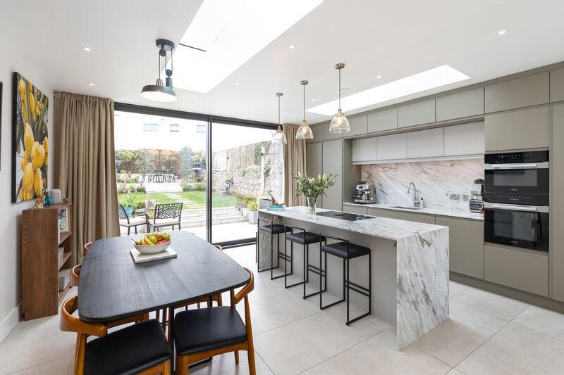 Garden level kitchen and dining area