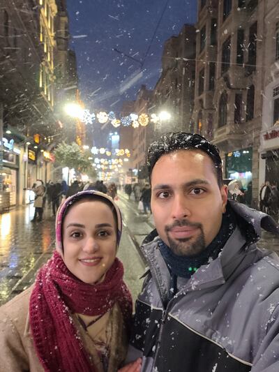 Fatemeh Hosseini, a postdoctoral researcher in chemical engineering at the University of Limerick, with her husband Reza Daneshvar