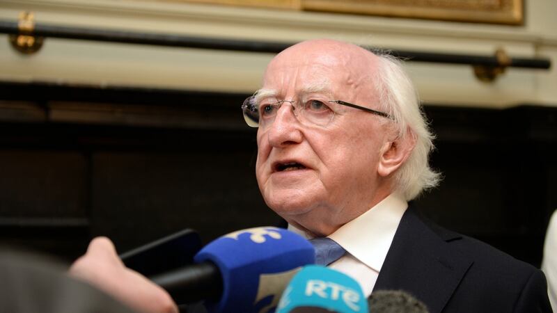 President Michael D Higgins speaks to reporters after signing a Book of Condolence  for those killed in the Nice  attack.  Photograph: Eric Luke/The Irish Times