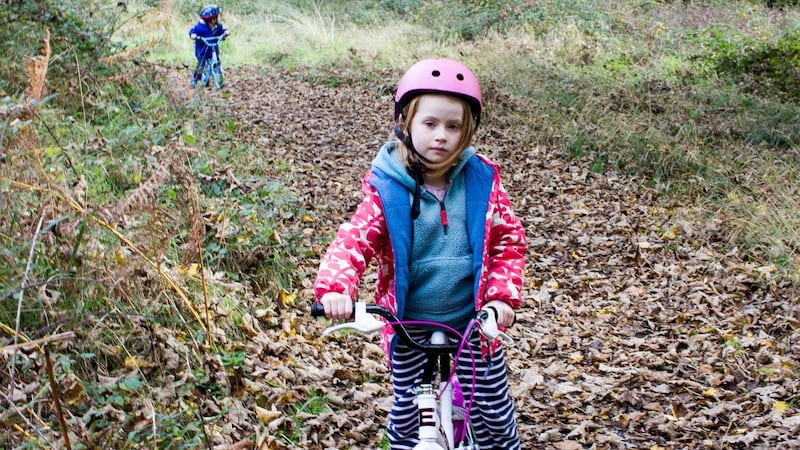 Milo and Hazel Flanagan on the Portumna Forest Park trail. Photograph: David Kavanagh