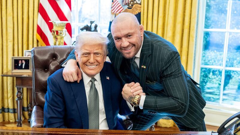 US president Donald Trump with Conor McGregor in the Oval Office of the White House on St Patrick's Day. Photograph: X/POTUS