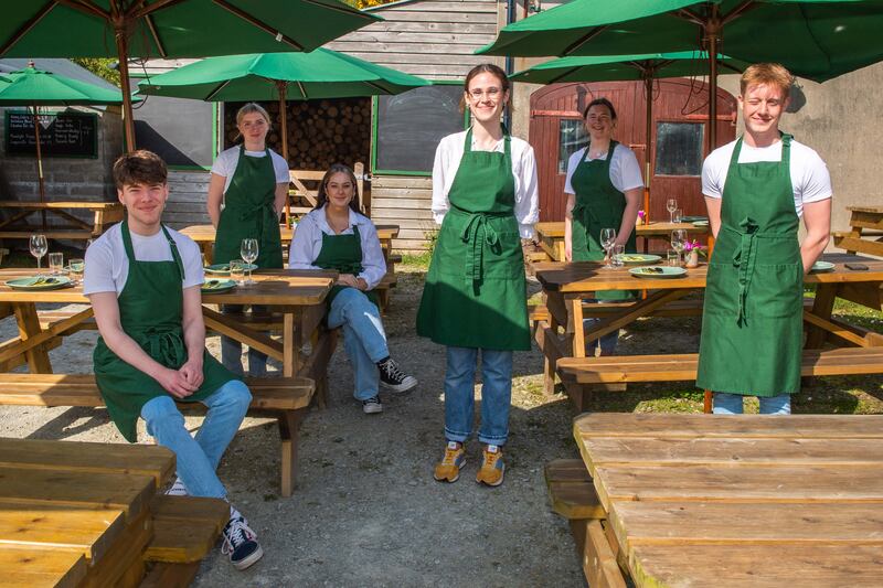Camus Farm Field Kitchen's front of house team. Photograph: Andy Gibson