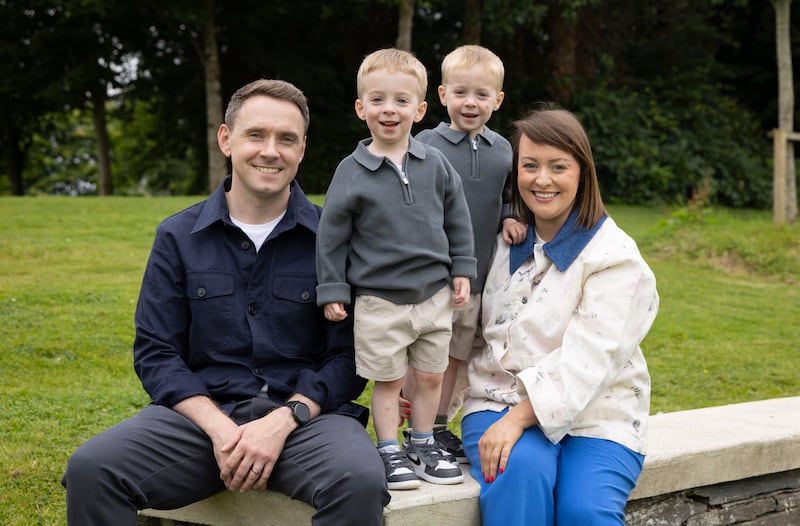 Anna Farren and John Doherty with their twin three-year-olds Seamie and Matthew, in Letterkenny, Co Donegal. Photograph: Joe Dunne