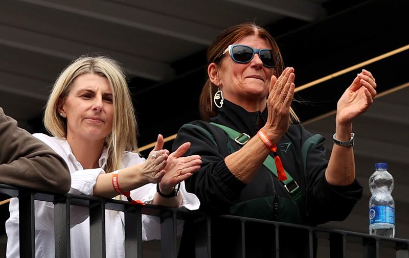 Katie's sister Sarah and mother Bridget look on at the public workout. Photograph: Gary Carr/Inpho