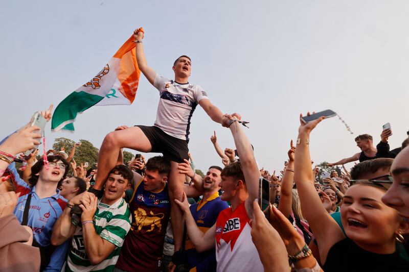 Electric Picnic: Fans enjoy the Wolfe Tones's performance. Photograph: Alan Betson
