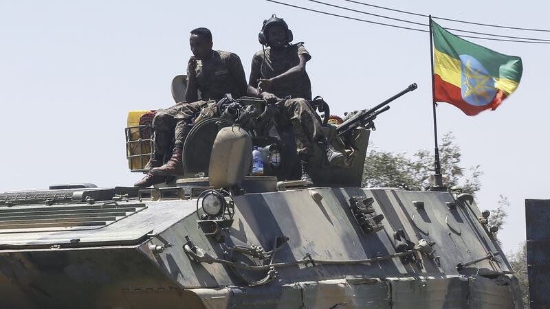 Units of the Ethiopian army patrol the streets of Mekelle city, in  the Tigray region of  northern Ethiopia. Photograph:  Minasse Wondimu Hailu/Anadolu Agency via Getty Images