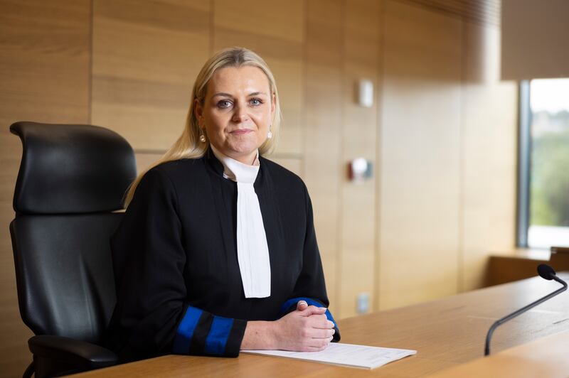 District Court Judge Éiteáin Cunningham dealt with a list involving some 50 defendants concerning alleged offences in Co Donegal. Most were public order and road traffic offences. Photograph: Joe Dunne/The Irish Times
 