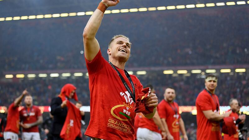 Gareth Anscombe celebrates winning the Grand Slam. Photo: Alex Davidson/Inpho