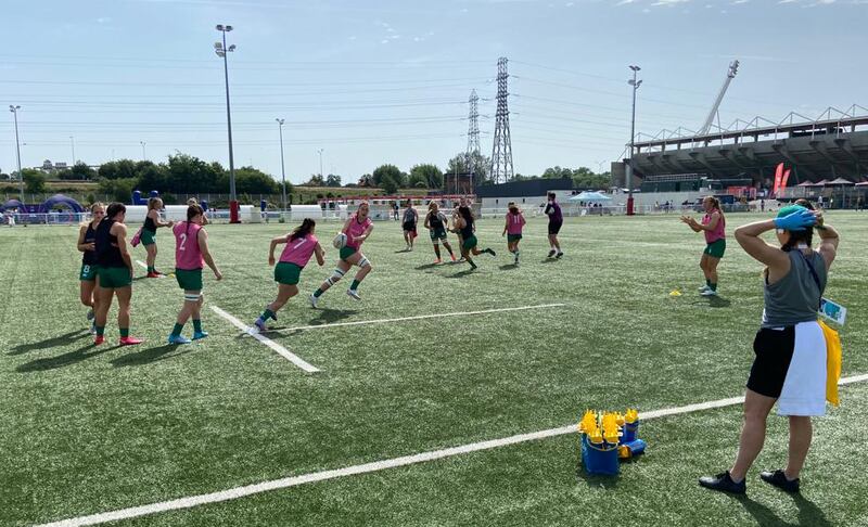 The Ireland Women’s team warm-up on the back pitch at Stade Ernest Wallon. Photograph: John O'Sullivan/The Irish Times