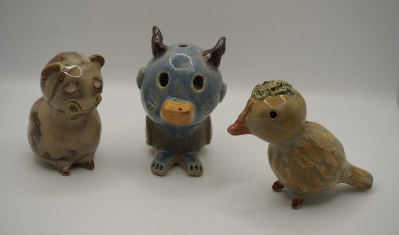 Ceramic animal whistles at Highlanes Gallery