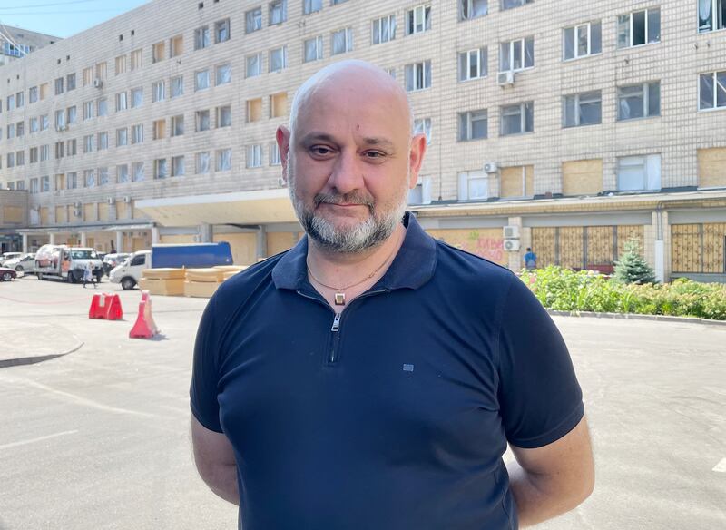 Oleh Godik, head of the transplant unit at Kyiv's Ohmatdyt hospital, which was badly damaged in a deadly Russian missile strike last Monday. Photograph: Daniel McLaughlin