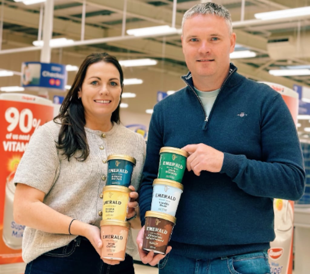 Emerald Ice Cream features a harp on its packaging and emphasises its grass-fed dairy content. Photo: Emerald Ice cream Instagram