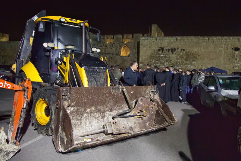 Diggers remain at the site, after arriving earlier this month and knocking down one wall and digging up in one section of the car park.