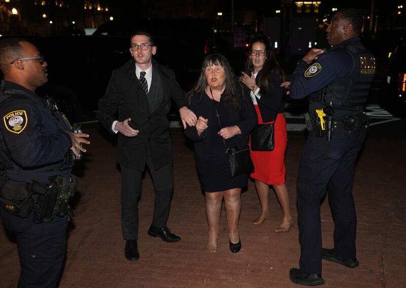 Members of Enoch Burke's family are ejected from the Ireland Funds 33th National Gala dinner at the National Building Museum in Washington DC. Photograph: Niall Carson/PA Wire