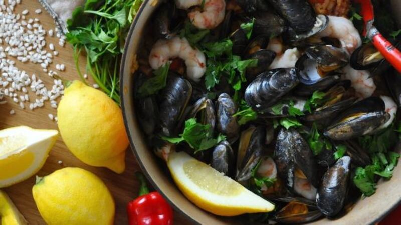 Lilly Higgins’s Irish seafood paella. Photograph: Lilly Higgins