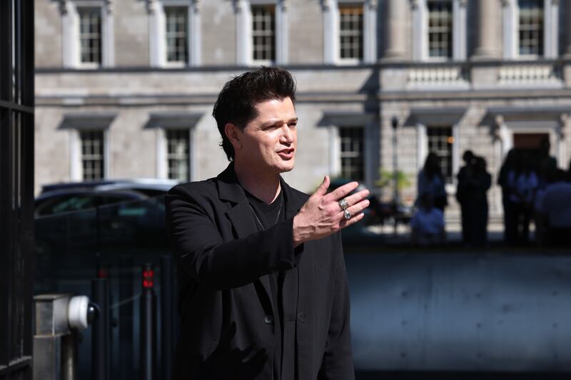 Danny O'Donoghue from The Script at Leinster House on Tuesday. Photograph: Dara Mac Dónaill/The Irish Times