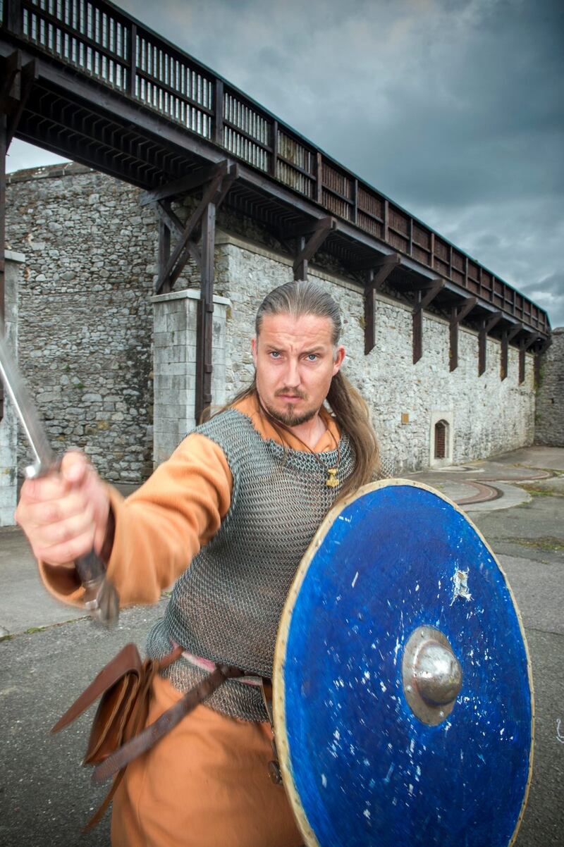 Trevor Mc Carthy works as a Viking at Kilmallock Castle, Co. Limerick. Photograph: Michael Mac Sweeney/Provision