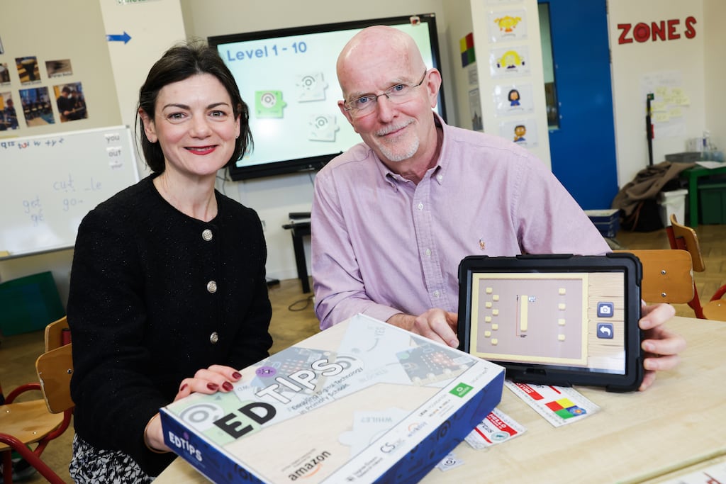 Niamh Gallagher, the new country lead for AWS, with outgoing Irish chief Neil Morris.