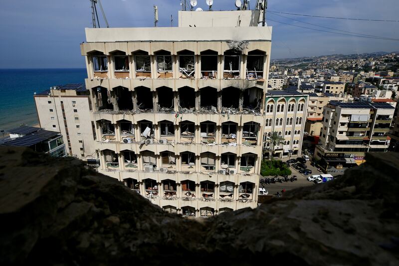A view of the building targeted by an Israeli airstrike in the southern coastal city of Sidon, Lebanon, on Friday. Photograph: EPA