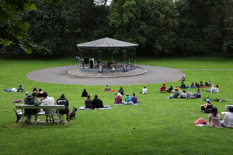 Image from the full moon vigil held to celebrate Sinead O'Connor at The Hollow, Phoenix Park, Dublin.  Photograph: Nick Bradshaw / The Irish Times
