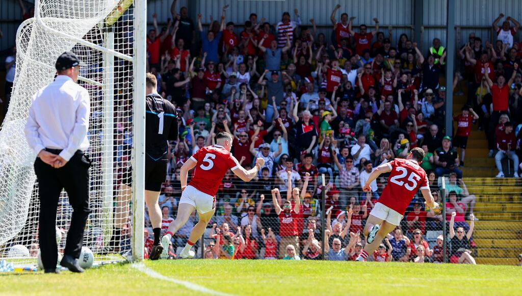 Cork's Rory Maguire scores against Donegal. Photograph: Nick Elliott/Inpho