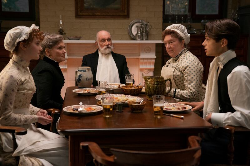 Taylor Richardson (left) as Bridget, the token Irish maid. Photograph: Alison Rosa/HBO