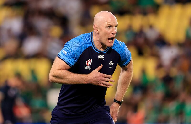 Ireland's forwards coach Paul O'Connell at the game against Tonga at Stade de la Beaujoire, Nantes. Photograph: Dan Sheridan/Inpho