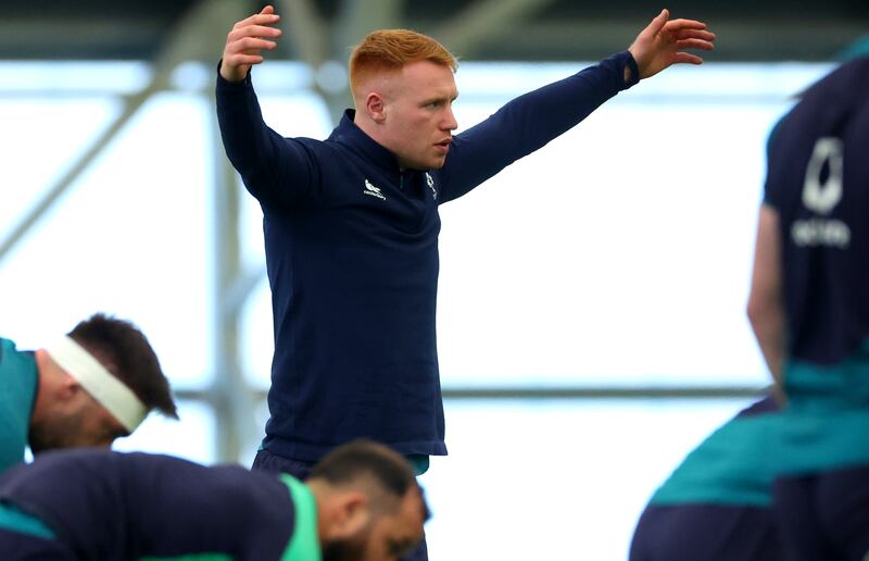 Ciaran Frawley: will start his first Six Nations Championship clash for Ireland against Wales on Saturday. Photograph: James Crombie/Inpho 