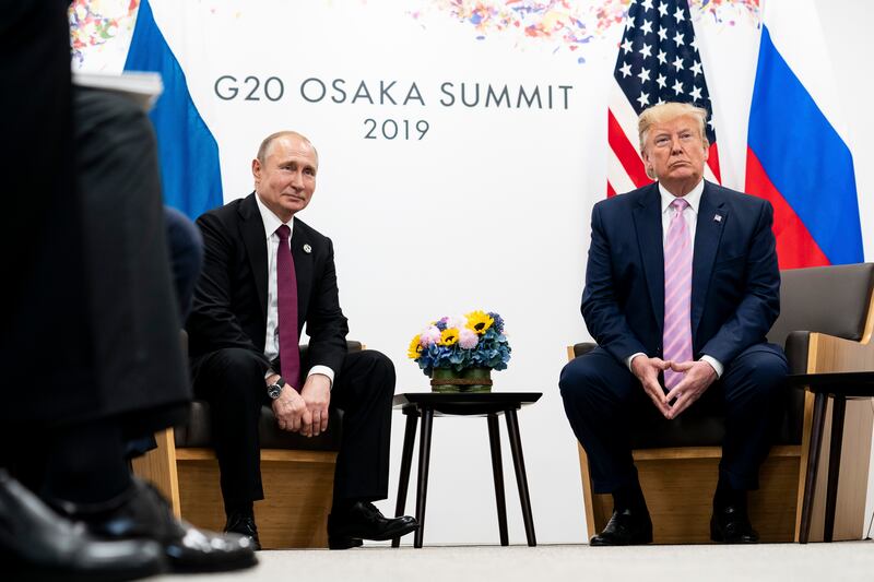 Russian president Vladimir Putin and US president Donald Trump last met six years ago during Mr Trump's first term. Photograph: Erin Schaff/The New York Times
                      