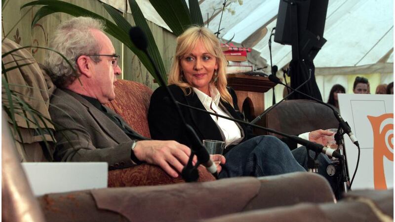 Author John Banville with Miriam O’Callaghan at Electric Picnic in 2011.  O’Callaghan has been a regular at the festival. Photograph: Brenda Fitzsimons