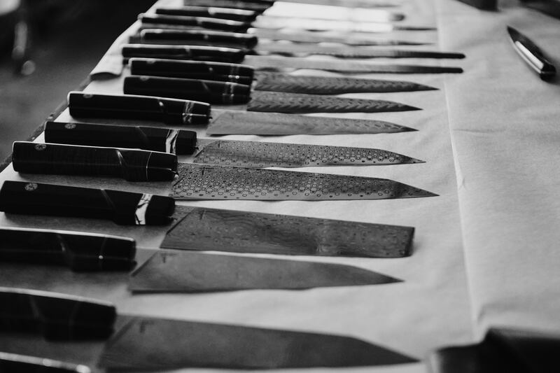 Knives made from damas steel, by Fingal Ferguson.