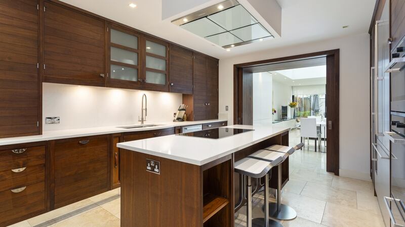 Kitchen/living/dining room at garden level