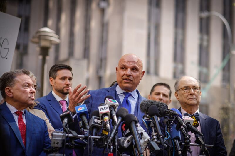 Hollywood producer Harvey Weinstein's lawyer Arthur Aidala speaks to the press. Photograph: Kena Betancur/AFP via Getty Images)