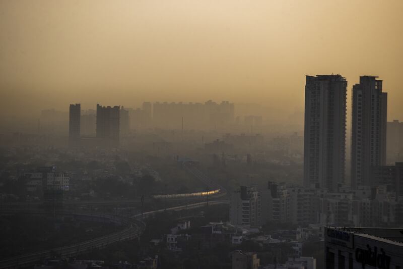 Smog over the  city of Noida, Uttar Pradesh, India.  Photograph:  Prashanth Vishwanathan/Bloomberg